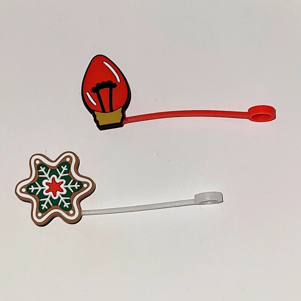 Silicone straw covers for reusable cups. Set of 2